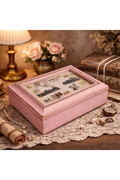 BLA BLA FOAM Cutie muzicală pentru bijuterii cu capac de sticlă și suport pen...