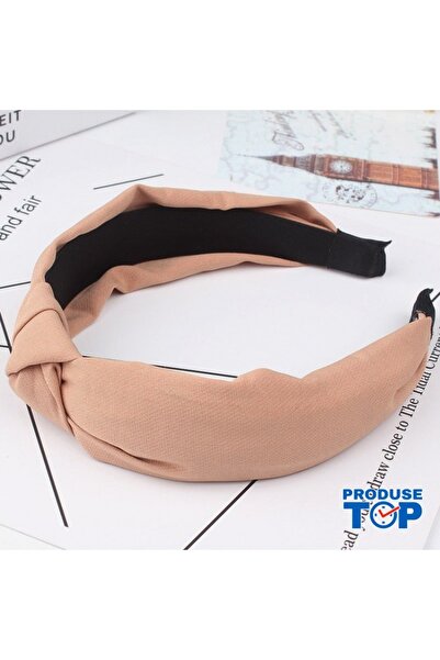 Produse.Top Headband, khaki hair crown made of textile material with decorati...