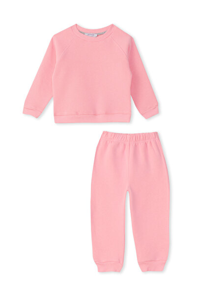 Panço Bebek / Çocuk Unisex Pembe 2'li Alt Üst Takım