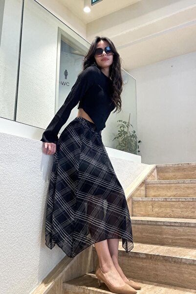 Noa&Noa Noa Noa Asimetrik Kesim Şifon Etek - Siyah SİYAH