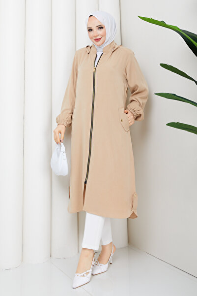 Pamuk Butik Kadın Arkası Tünel Geçişli Cepli İpek Kupra Kap