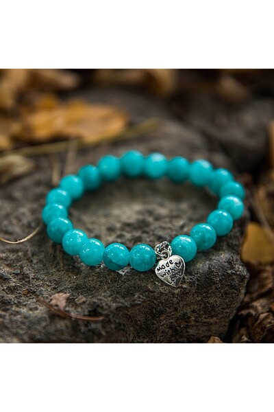 Ezera Kalida Bracelet with Amazonite Semi-Precious Stones and Heart Accessory