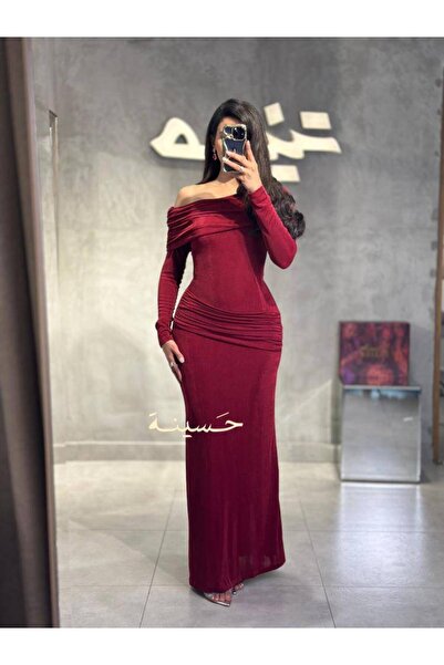 hasinah dark cherry-colored velvet dress