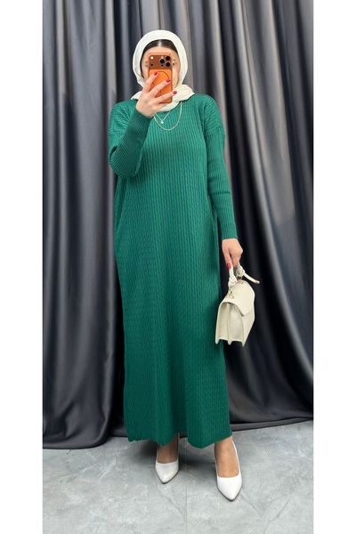 NİSUM MODA Hair Braided Knitted Dress