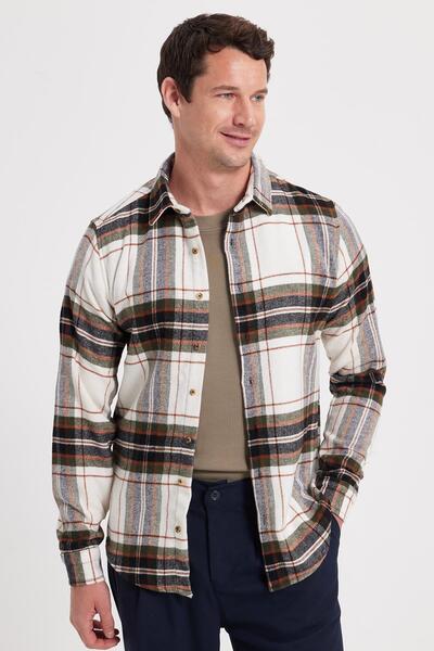 Tudors Men's Slim Fit slim fit checkered winter lumberjack shirt