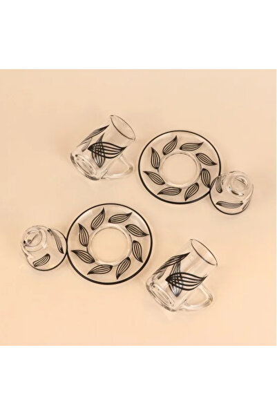 TULIN طقم فناجين شاي وقهوة مكون من 18 قطعة، مصنوع من الزجاج والسيراميك، بنقشة...