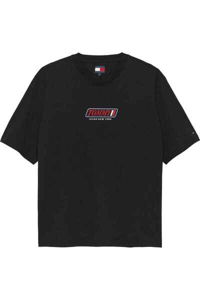 Tommy Hilfiger Men's Brand Logo T-Shirt Black Suitable for Daily Use Dm0Dm225...