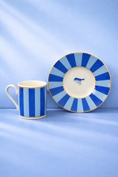 YzHome 2-Person Porcelain Gilded Lovely Birds Special Design Bird Coffee Cup ...