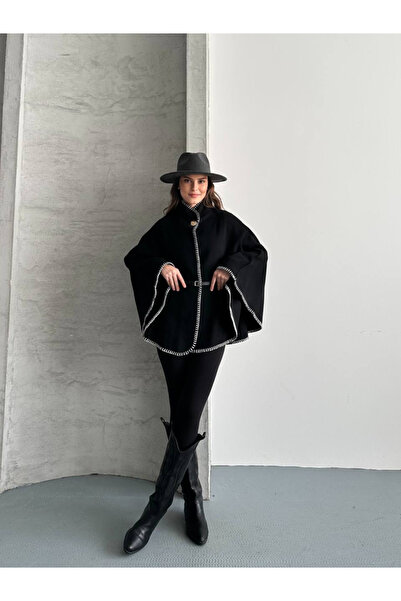 Ruby Wear Kadın Kemerli Kaşe Panço