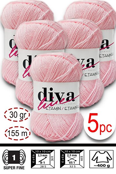 Diva İplik حبل حقيبة إيتابين-إيشليبي أورلون-وايوو 10 وردي فاتح (عبوة من 5 قطع)