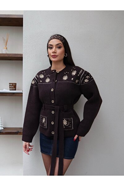 ESRAHELVACI Floral Pattern Belted Cardigan