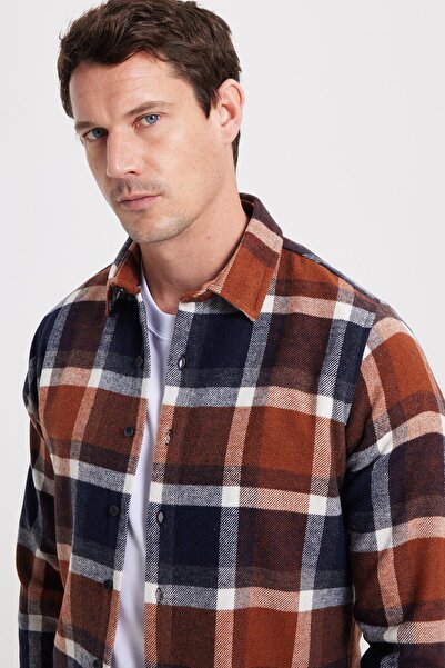 Tudors Men's Slim Fit slim fit checkered winter lumberjack shirt