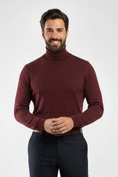 Pulltonic Men's Turtleneck Plain Sweater