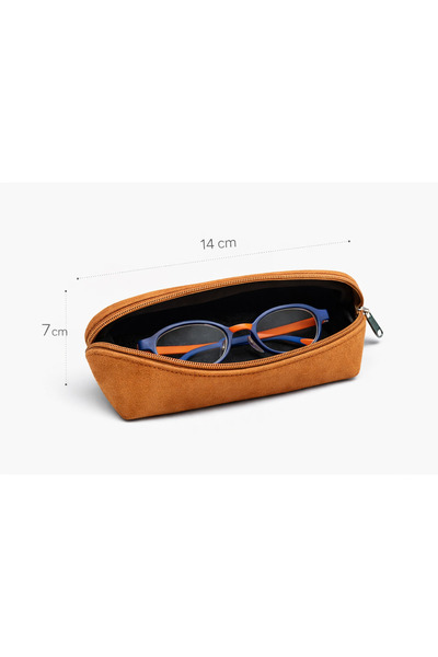 HBS Husă pentru ochelari 100% Real piele piele întoarsă – 14 × 7 cm