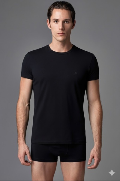 Eros Men's Compact Cotton Short Sleeve O-Neck T-Shirt Athlete 2-Pack Ers004