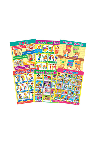 123Publishing House مجموعة لوحات جدارية تعليمية باللغة الإنجليزية - آداب السل...