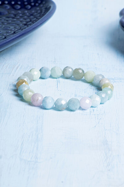 Deniz Doğal Taş Certified Aquamarine Natural Stone Bracelet