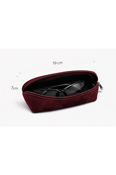 HBS 100% Real Leather Suede Glasses Case – 19 × 7 cm
