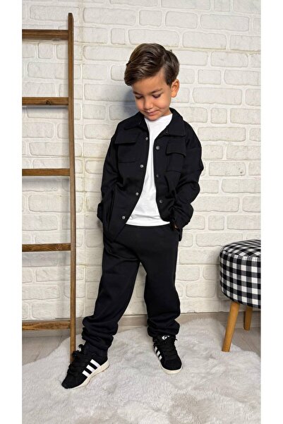 Karaniko Kids Момчешки черен костюм от 3 части