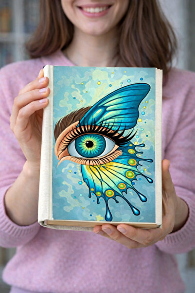 HG Home&Game غطاء كتاب من القماش بنمط فراشة العين - مطبوع حافظة كتب من القماش...