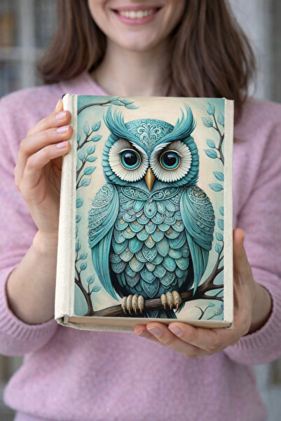 HG Home&Game غطاء كتاب من القماش بنمط البومة - مطبوع حافظة كتب من القماش، واق...