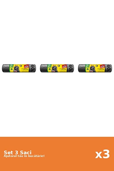 Fino Set 3 Saci menajeri cu snur Tytan Flex, 60 l, 10 bucati