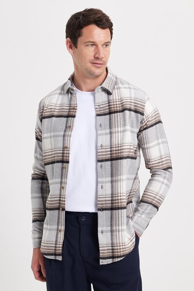 Tudors Men's Slim Fit slim fit checkered winter lumberjack shirt