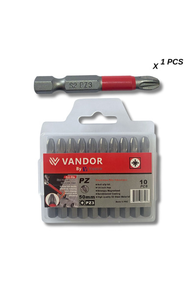 Vandor Anti Slip Bit Kaydırmaz Bits S2 Yüksek Kalite Çelik PZ3 50 - 729927867403
