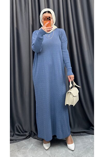 NİSUM MODA Hair Braided Knitted Dress