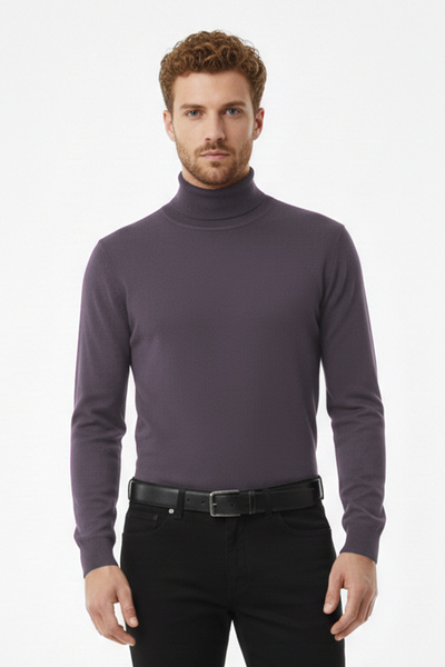 Pulltonic Pulover simplu pentru bărbați cu gât roșu