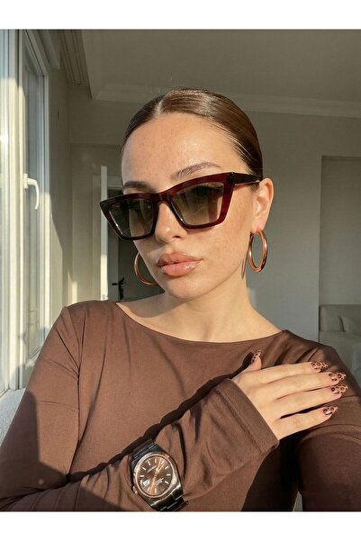 Goldmine Unisex Cat Eye Square Sunglasses Brown Green