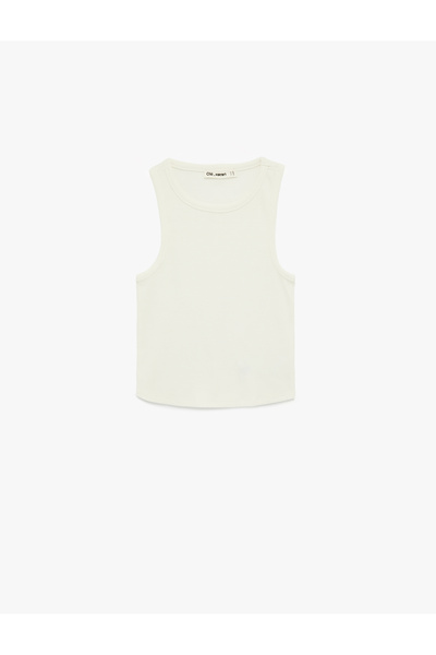 Koton Slim Fit Crew Neck Corded Fabric Sleeveless Tank Top