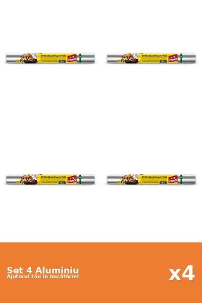 Fino Set 4 Folie de aluminiu pentru gratar, 8 m
