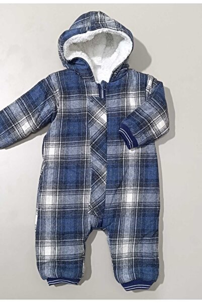 KİDSERİA EKOSE DESEN DETAYLI ERKEK BEBEK KIŞLIK KOZMONOT TULUM