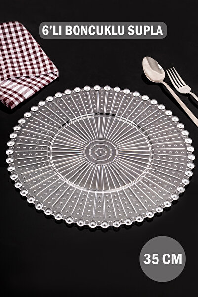Dolkin Home 6 Adet Boncuklu Mika 35 cm Supla Sunum Servis Organizasyon Düğün ...