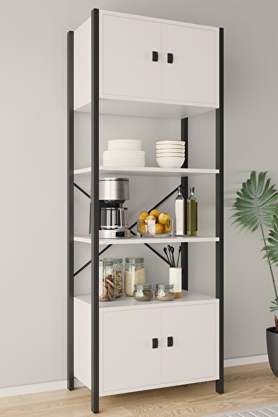 Tedarikcenter 4 Kapaklı 5 Raflı Kahve Köşesi Mutfak Rafı Mutfak Bangosu Malze...