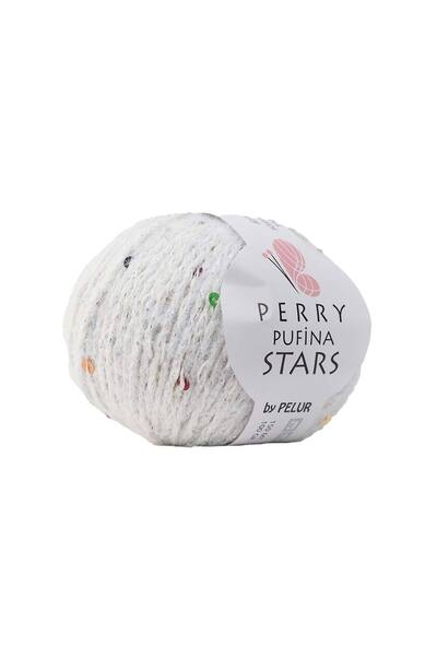 Ritzz Perry Pufina Stars White - Colorful Sequins