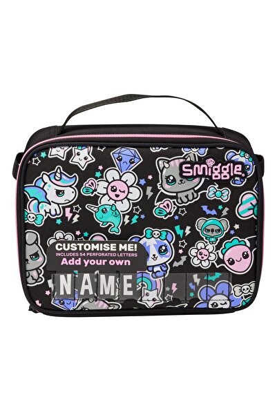SMIGGLE Trailblazer Oblong Name Tag – Black Mix/ School Lunch Bag