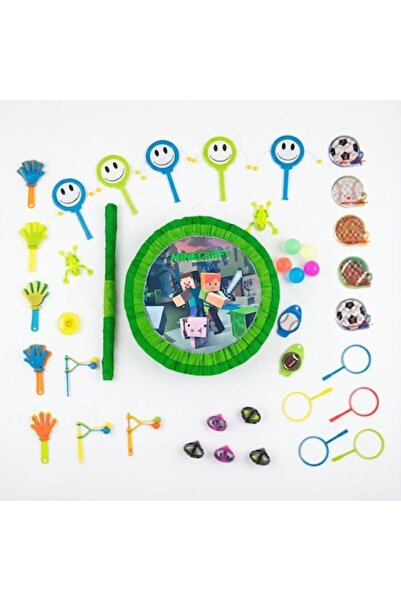 HappyHit Piñata Minecraft cu bâtă și 50 de jucării – Set complet pentru petre...