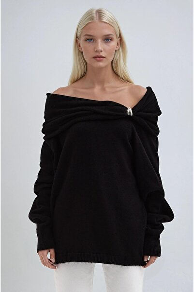 bayansepeti New Season Women's Accessory Detailed Madonna Collar Loose Knitwe...