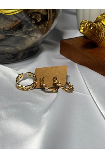 ZC ZERİVA CONSEPT Burma Modelli Küpe Ve Yüzük Seti