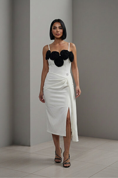 ALFUDO Moda Collection Strappy Floral Appliqué Evening Dress