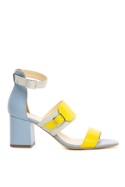The 5th Element Strappy Blue Block chunky heel leather sandals