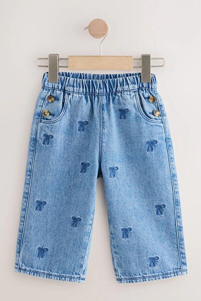 Monila Girl's Blue Ribbon Embroidered Jeans