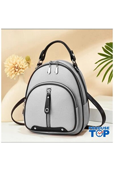 Produse.Top Beige Fashion Backpack in Eco Leather with Vertical Zipper Pocket...