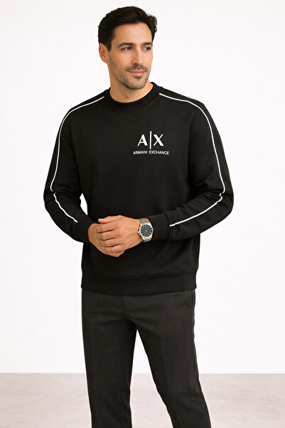 Tekin Sweet Erkek Siyah Şerit Detaylı Oversize 3 iplik