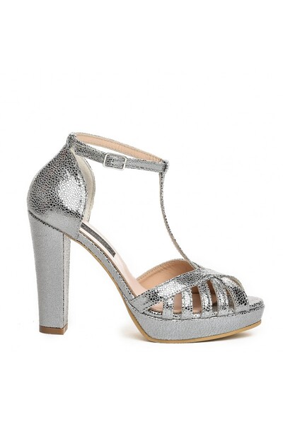 The 5th Element Silver Sparkle Rendez Vous genuine leather bridal sandals