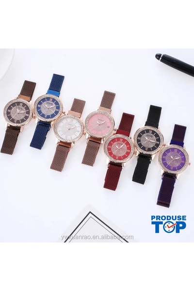 QUARTZ Elegant Black Women's Watch with Magnetic Bracelet Collection CDQZ147