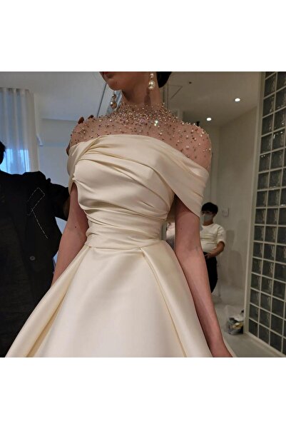 SKY dresses Beige taffeta dress on Lulu