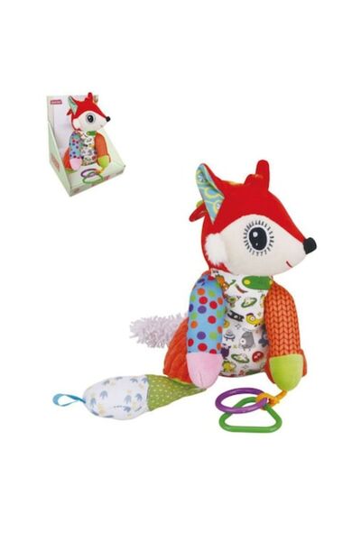Toy Toy Toy Jucărie vulpe multicoloră cu inele pentru bebeluși 6-9 luni